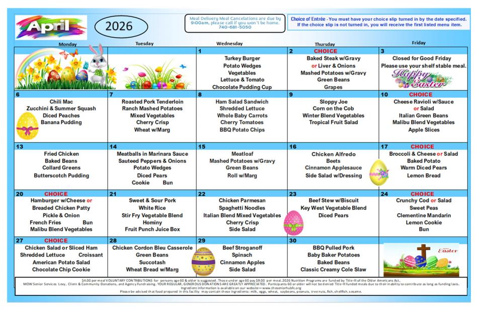 April Menu 2026