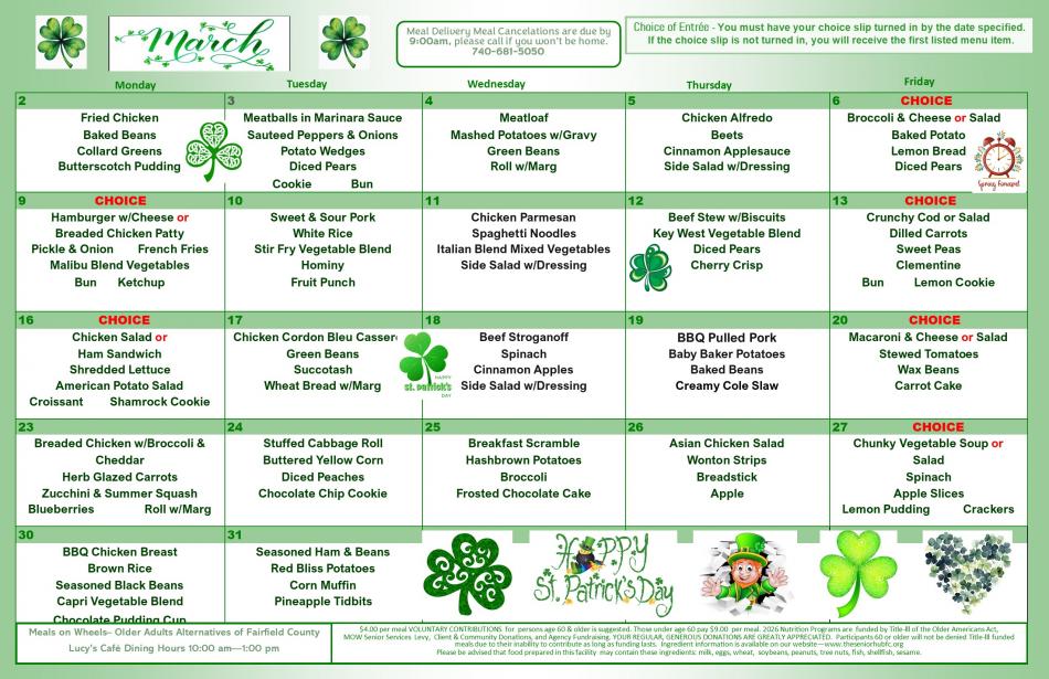 March Menu