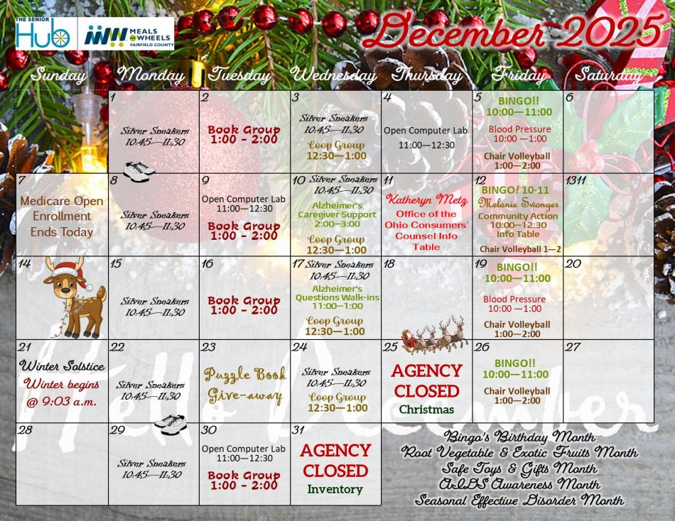 December Activity Calendar